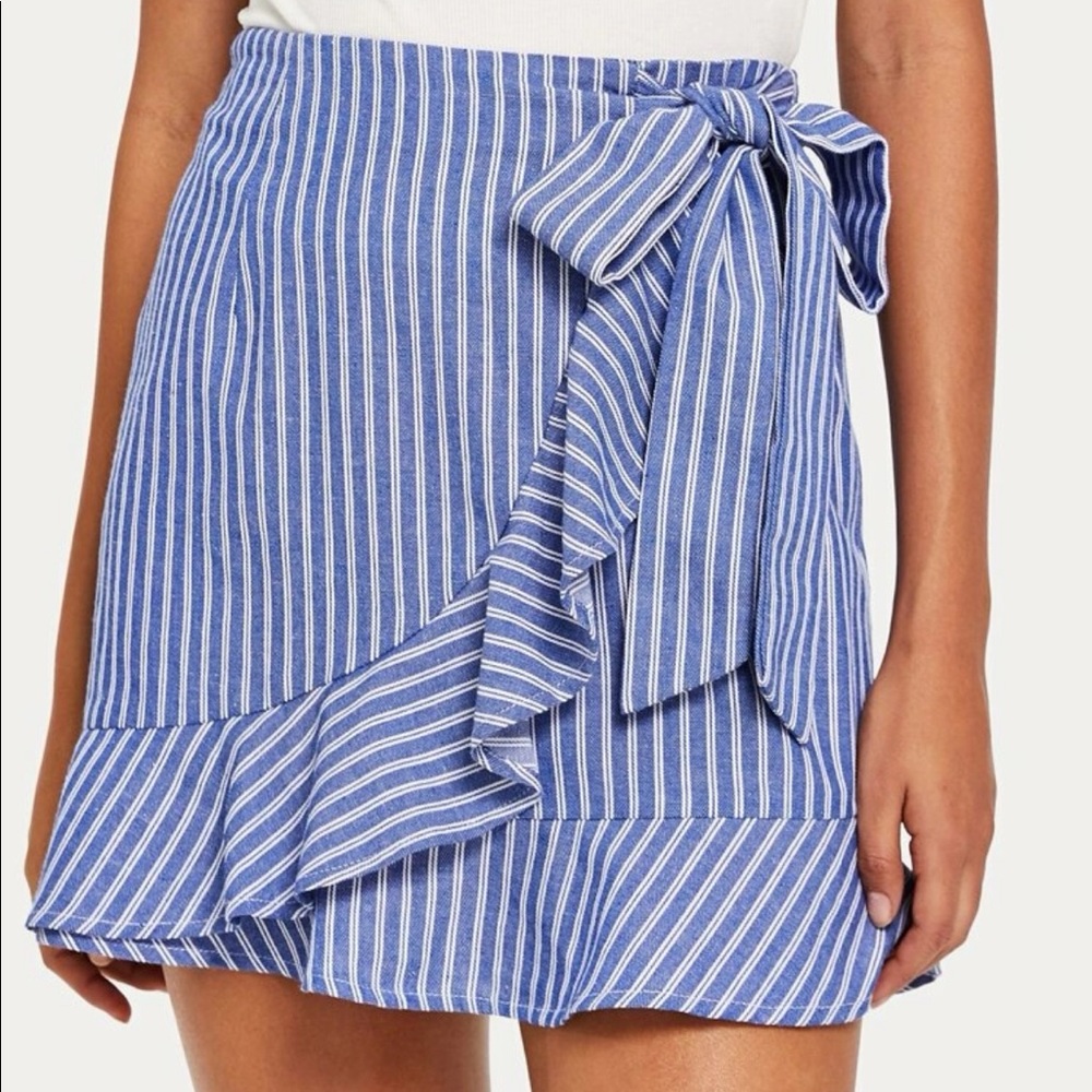 Ruffle Striped Wrap Skirt